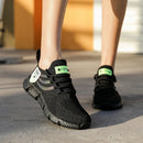 Tênis esportivo casual masculino, respirável e leve, em mesh, preto, para corrida, caminhada e outras atividades ao ar livre.