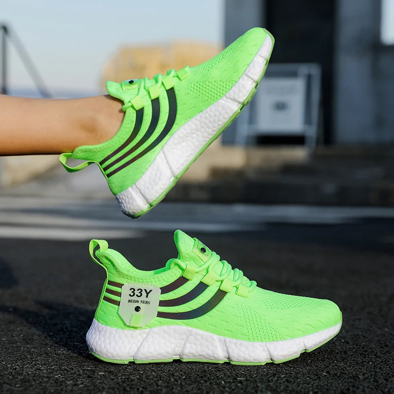 Tênis esportivos casuais masculinos, tênis leves e respiráveis, de malha preta, para corrida, atlético, para caminhada