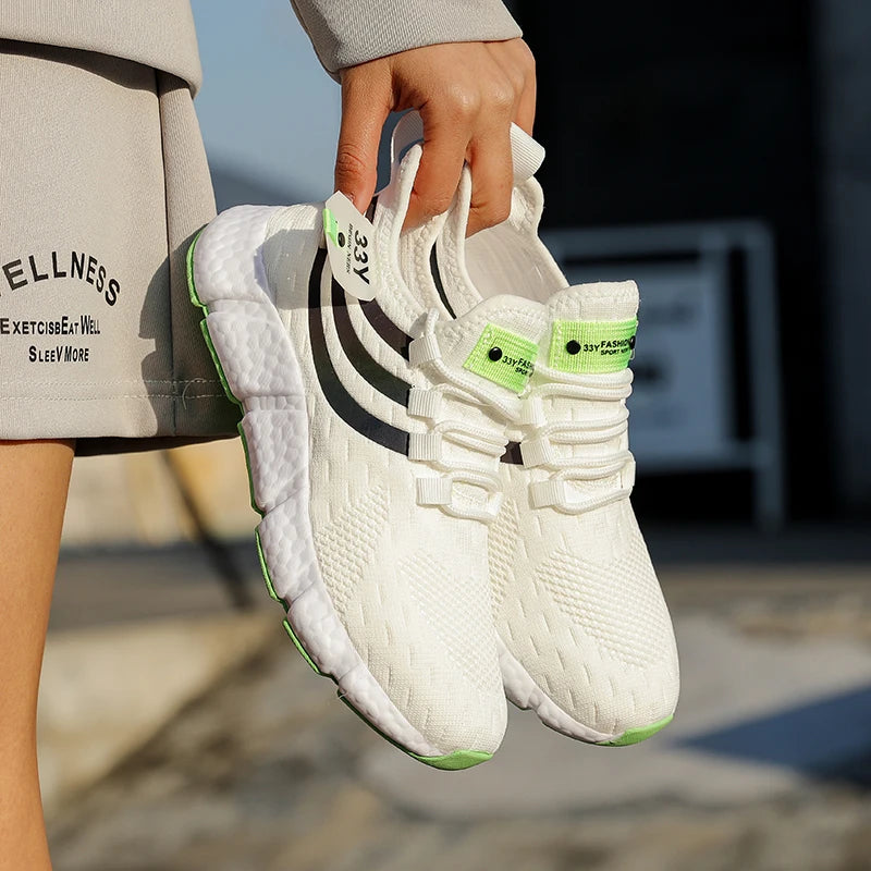 Tênis esportivos casuais masculinos, tênis leves e respiráveis, de malha preta, para corrida, atlético, para caminhada