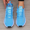 Tênis esportivo feminino de malha leve com sola macia e tira de corrida respirável, tênis casual esportivo para caminhada e caminhada para homens