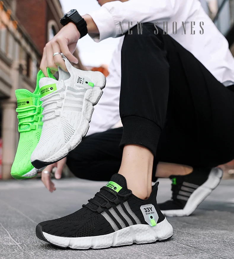 Sapatos masculinos de malha respirável, tênis leves e modernos para caminhada, tênis masculinos plus size para corrida e fitness ao ar livre 2024