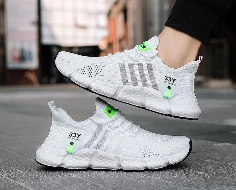 Sapatos masculinos de malha respirável, tênis leves e modernos para caminhada, tênis masculinos plus size para corrida e fitness ao ar livre 2024