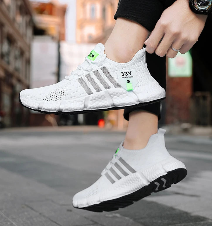 Sapatos masculinos de malha respirável, tênis leves e modernos para caminhada, tênis masculinos plus size para corrida e fitness ao ar livre 2024